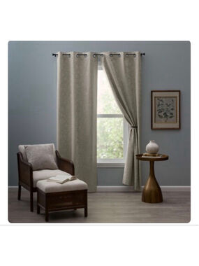 NEW Style Selections 84-in Beige Floral Blackout Grommet Curtain 2 panels